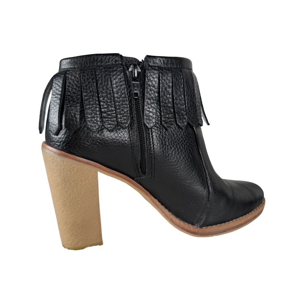 Antonio Melani Ankle Boots Womens 7M Black Western Fringe Leather Block Heel